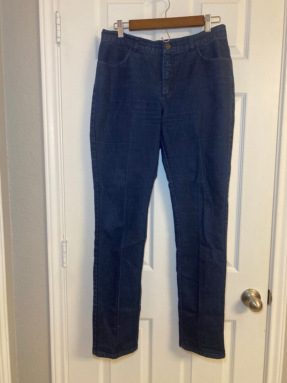 Lafayette 148 New York Dark Wash Denim Trousers Pants Size 8 Straight Leg
